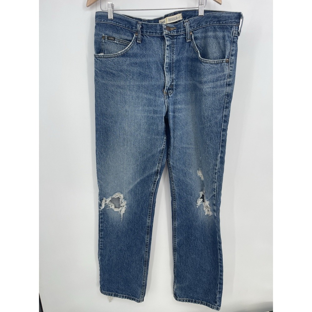 Lee Regular Fit Distressed Jeans –‎ Heritage Tag – W38 L34 Bin9